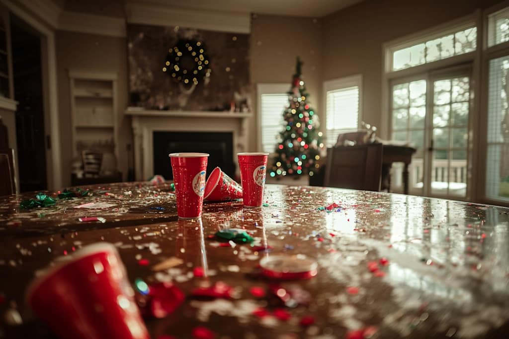messy house after new years eve party