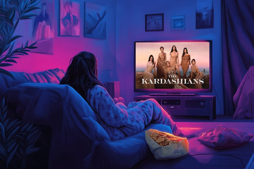 woman watching The Kardashians