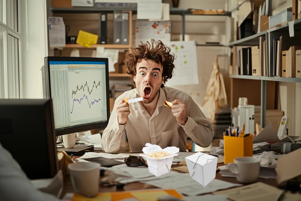 office worker enlightened by fortune cookie message