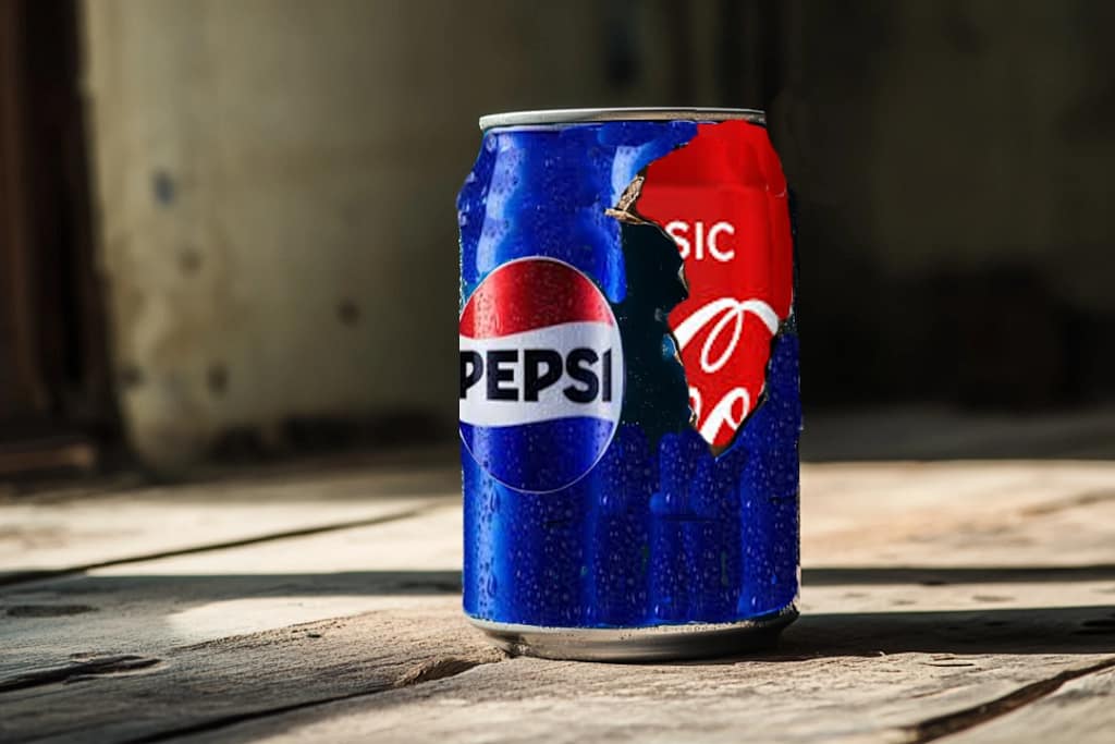 New Pepsi Can Peeling to Reveal Coca-Cola