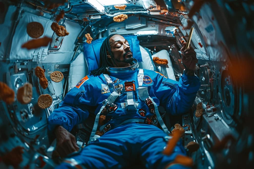 Snoop Dogg with blunt in space