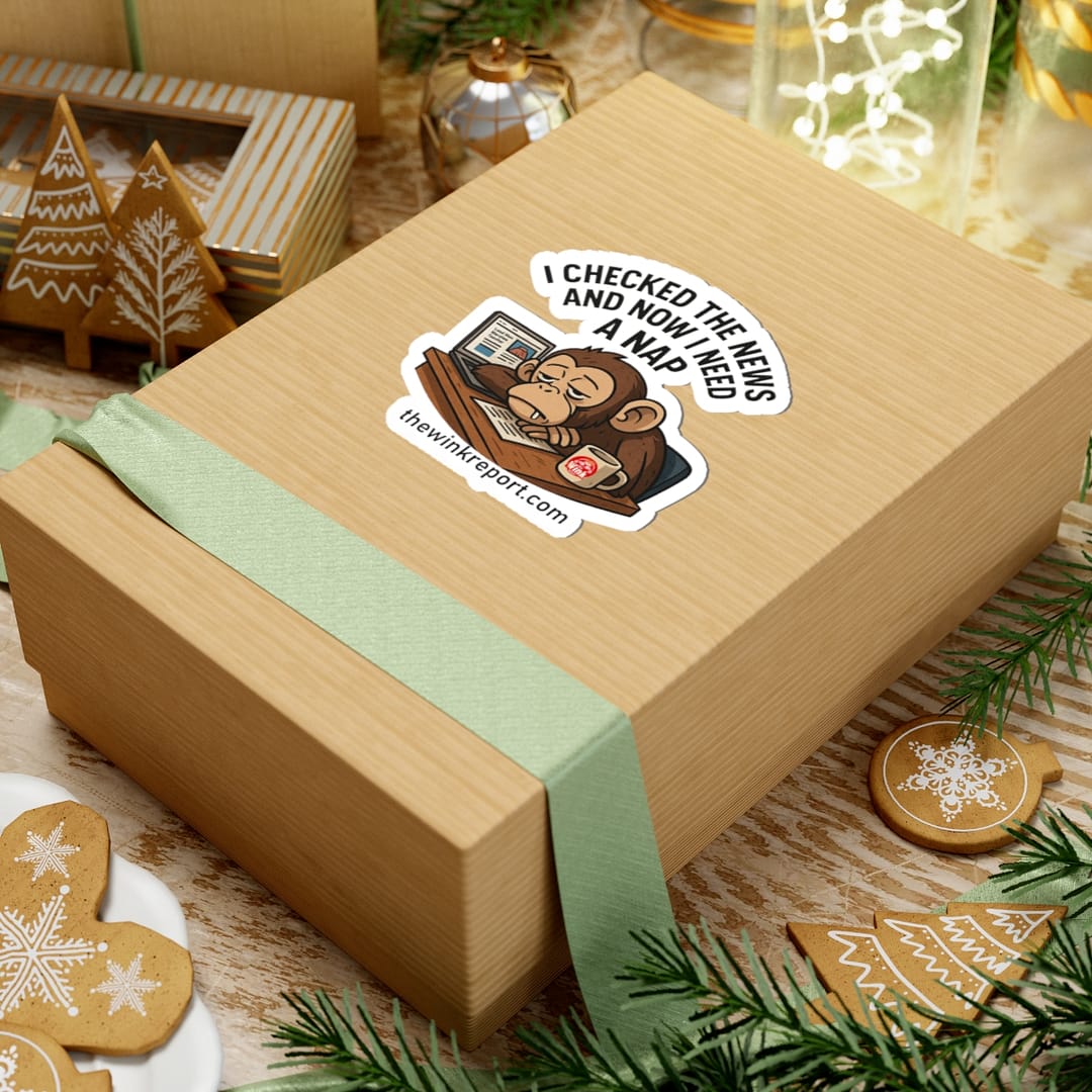 I Checked the News and Now I Need a Nap | Exhausted Monkey Sticker for Laptops, Offices & Laughs - Image 5
