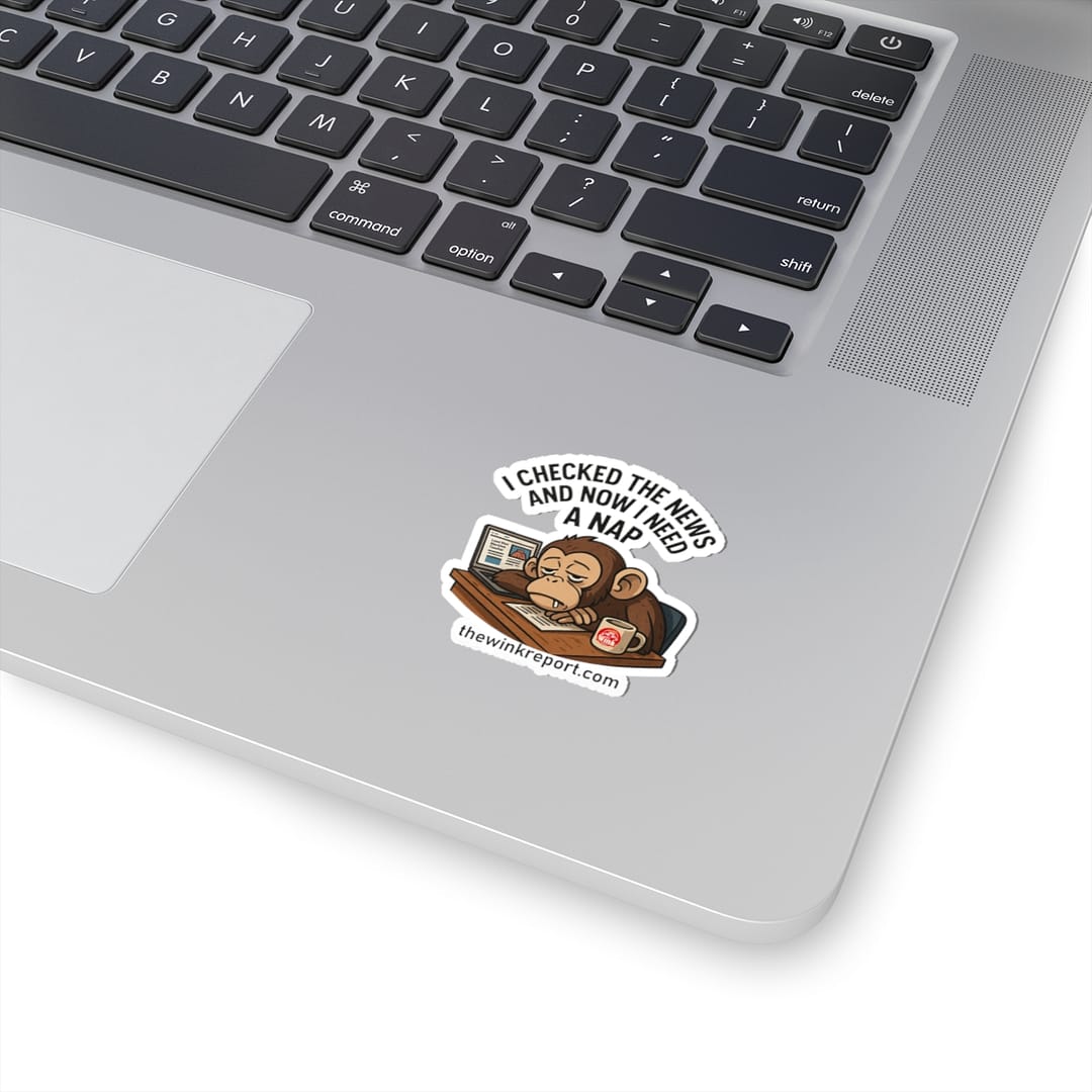 I Checked the News and Now I Need a Nap | Exhausted Monkey Sticker for Laptops, Offices & Laughs - Image 6