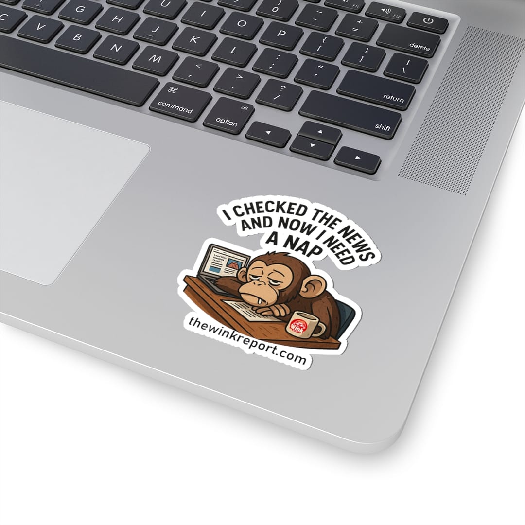 I Checked the News and Now I Need a Nap | Exhausted Monkey Sticker for Laptops, Offices & Laughs - Image 2